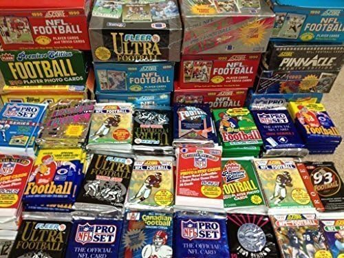 100 Vintage Football Cards In Old Sealed Wax Packs - Perfect For New Collectors