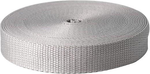 1Inch Polypropylene Webbing Roll - Durable Grey Poly Strapping For Indoor Or Outdoor Gear, Diy Crafting, Repairing - Lightweight Flat Pp Strap For Luggage, Belt, Bag Handle, Dog Leash, Rescue Rope