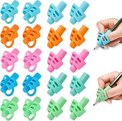 20 Pcs Pencil Grips For Kids Handwriting Pencil Holders Grippers For Kids, Writing Posture Correction Tools For Toddlers, Special Needs Silicone Pencil Supplies For Kindergarten Preschoolers（Mixcolor）