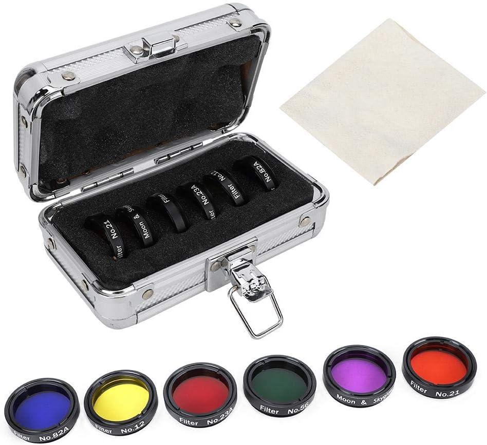 6 Pcs 1.25Inch Colorful Telescope Filter Kit, Telescope Moon Filter With Storage Box For Telescopes Eyepieces Astronomical Telescope Accessories Color Filter Moon Nebula Filter Filter
