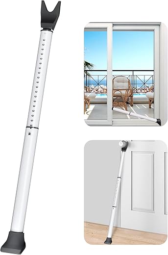 Acemining Upgraded Door Security Bar &Amp; Sliding Patio Bar, Heavy Duty Stoppers Adjustable Jammer For Home, Apartment, Travel (1 Pack,White)