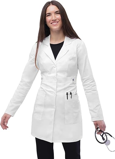 Adar Universal Stretch Lab Coat For Women - 36&Quot; Tab-Waist Lab Coat - 3304 - White - M