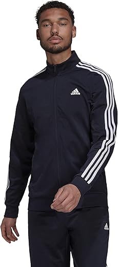 Adidas Men'S Essentials Warm-Up 3-Stripes Track Top, Legend Ink/White, Large