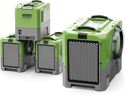 Alorair 180 Pint Commercial Dehumidifier With Pump For Basements Warehouse &Amp; Job Sites, Large Space Crawl Space Dehumidifier For Efficient Water Damage Restoration, 5 Years Warranty, Green(Pack Of 4)