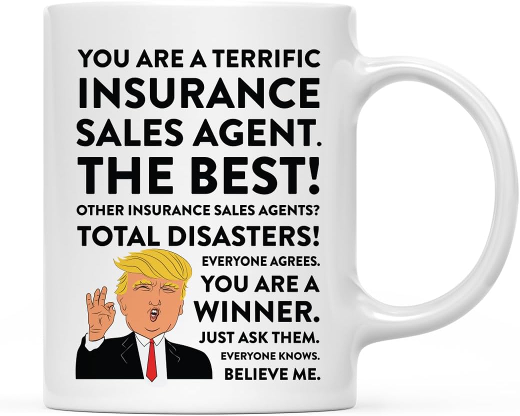 Andaz Press 11Oz. Funny President Trump Coffee Mug Gag Gift, Insurance Sales Agent, 1-Pack, Includes Gift Box, Christmas Birthday Graduation Novelty Drinking Cup Gift Ideas