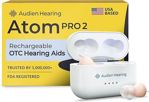 Audien Atom Pro 2 Wireless Rechargeable Otc Hearing Aid, Premium Comfort Design And Nearly Invisible
