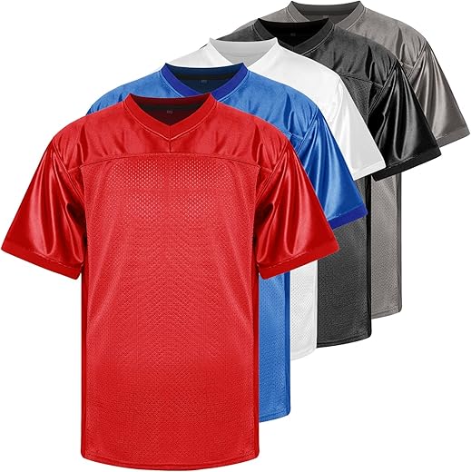 Blank Football Jersey, Sports T-Shirt Hip Hop Jersey For Party (Large, Red)
