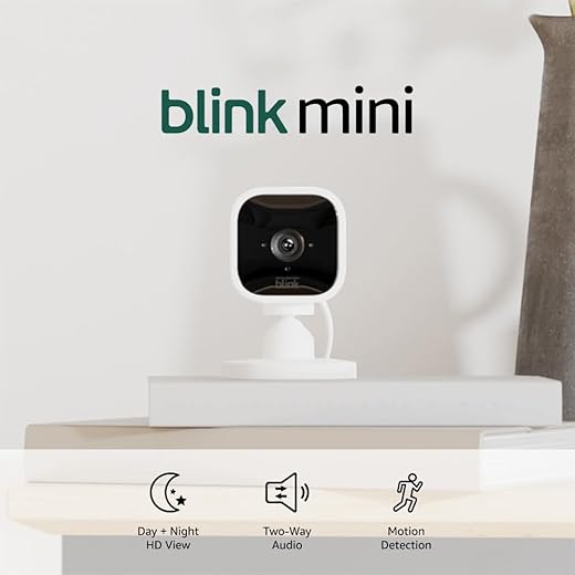 Blink Mini – Compact Indoor Plug-In Smart Security Camera, 1080P Hd Video, Night Vision, Motion Detection, Two-Way Audio, Easy Set Up, Works With Alexa – 1 Camera (White)