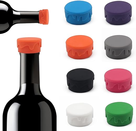 Bohaipan 8Pcs Wine Stoppers, Reusable Silicone Wine Corks, Silicone Wine Bottle Stopper, Glass Corks Beverages Beer Champagne Bottles For Corks To Keep Wine Fresh