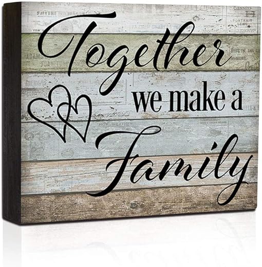 Box Sign Wood Block Sign Quote Sign - Together We Make A Family-Home Decor Wall Hanging Box Sign