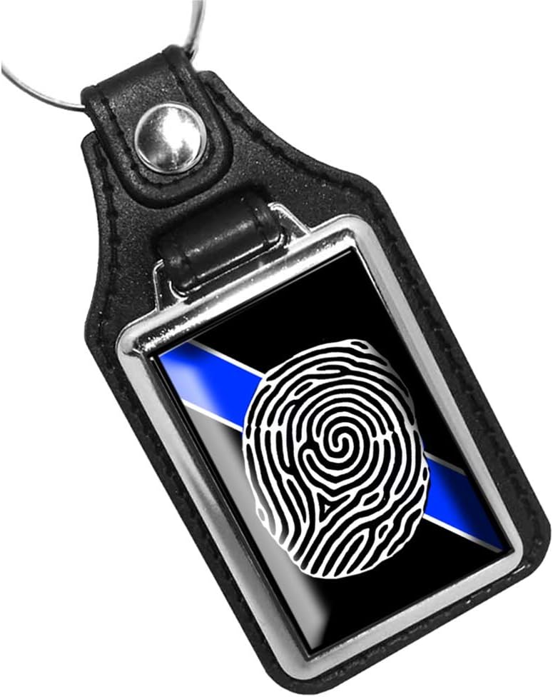 Brotherhood Thin Blue Line Csi Forensics Fingerprint Design Keychain Key Holder Key Ring For Men