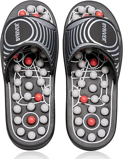 Byriver Plantar Fasciitis Relief Slippers Sandals Shoes Massager Stretcher For Men Women, Foot Care Relaxation Health Wellness Gifts For Mom Dad, Lower Back Heel Arthritis Pain Relief (02M)