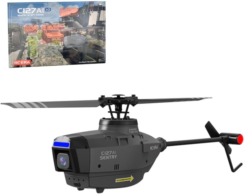 C127Ai Black Hornet Rc Helicopter Model, Rc 2.4G 4Ch Scout Drone Model, Single-Rotor Brushless Military Aircraft Without Aileron, Kids Adults Electric Fighter Toy Gift (Rtf)