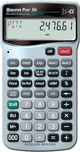 Calculated Industries 3415 Qualifier Plus Iiix Advanced Real Estate Mortgage Finance Calculator | Simple Operation | Buyer Pre-Qualifying | Solves Payments, Amortization, Arms, Combos, Fha, Va, More