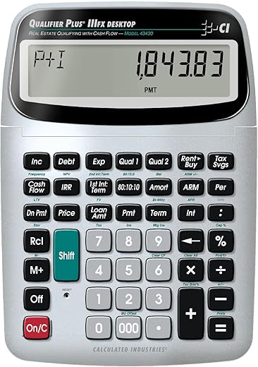 Calculated Industries 43430 Qualifier Plus Iiifx Desktop Pro Real Estate Mortgage Finance Calculator | Clearly-Labeled Keys | Buyer Pre-Qualifying | Payments, Amortizations, Arms, Combos, Fha/Va, More