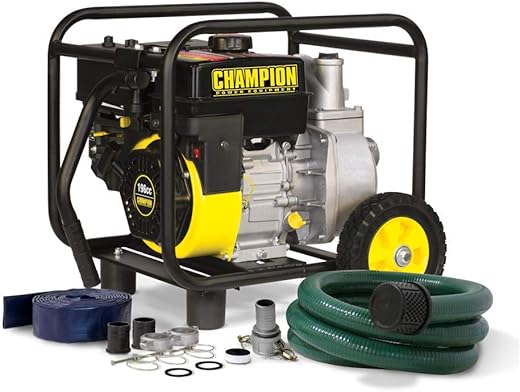 Champion Power Equipment 66520 2-Inch Gas-Powered Semi-Trash Water Transfer Pump With Hose And Wheel Kit