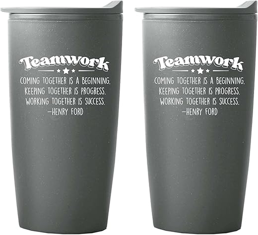 Cheersville 2 Pack Of 20 Oz. Wheat Straw Tumblers - Thank You Gift - Environmentally Friendly - Gift For Employee Appreciation (Teamwork)