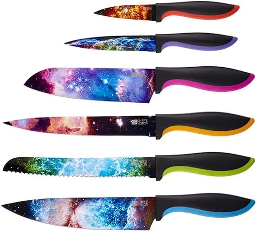 Chef'S Vision Cosmos Kitchen Knife Set In Gift Box - Color Chef Knives - Cooking Gifts For Husbands And Wives, Unique Wedding Gifts For Couple, Birthday Gift Idea For Men, Housewarming Gift New Home