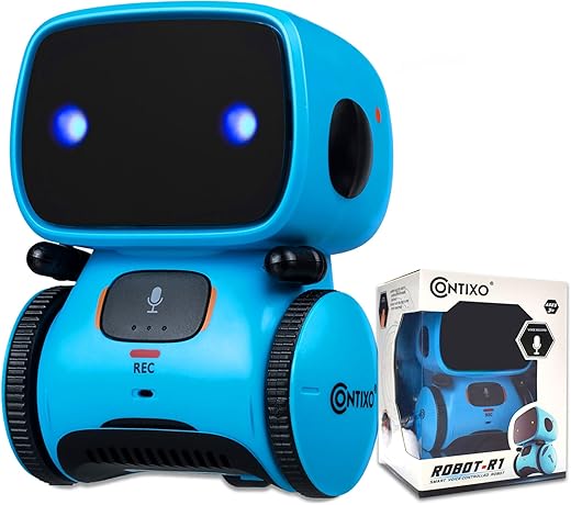 Contixo R1 Robot Toys For Kids - Smart Robots For Kids Voice Control Talking Dancing Learning Educational Toys For Boys Girls Toddlers Age 3-8 Years Old Birthday Gifts For Kid Blue