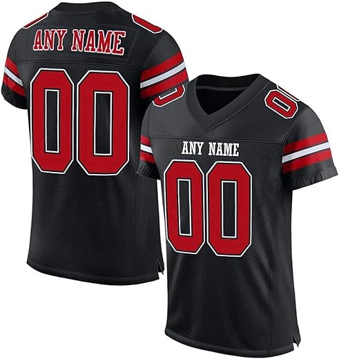 Custom Football Jersey Personalized Stitched/Printed Team Name &Amp; Number Sports Uniform For Men Women Youth Black,Red
