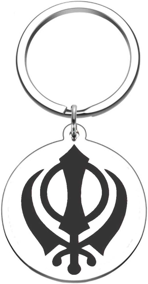 Dacai 2 Pcs Laser Engraved The Khanda Sikh Khanda Punjabi Kirpan Sword Symbol Stainless Steel Keychain Key Ring Well Polished