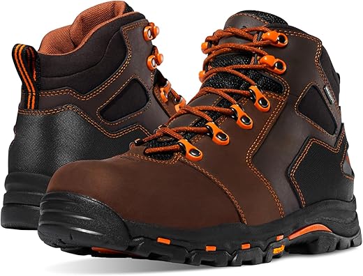 Danner Men’s Vicious 4.5” Plain Toe Work Boot,Brown/Orange,12 Ee Us