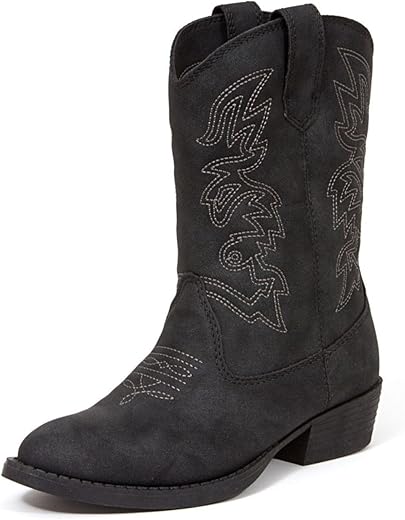 Deer Stags Boys Ranch Western Boot, Dark Grey, 12 Little Kid Us