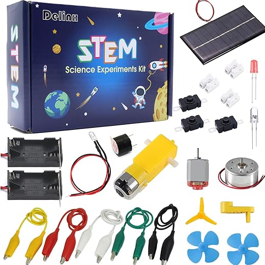 Delinx Fun Physics Science Experiment Kit: Windmill Generator,Hand-Cranked Generator,Solar Power Generator, Basic Electric Circuit Learning,Diy Educational Stem Project For Kids &Amp; Teens,Girls &Amp; Boys