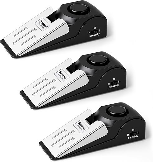 Door Stop Alarm, Door Stopper With 120Db Security Alarm, Floor Wedge Door Stop Siren, Door Security Devices For Traveling, Apartment, Hotel And Home (Pack Of 3)