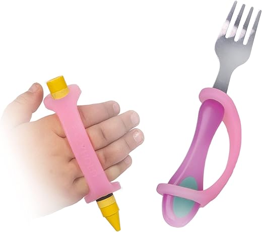 Eazyhold Pink Silicone Non-Slip Adaptive Grip Aid, Universal Cuff Assistive Strap For Occupational Therapy, Als, Cerebral Palsy, Special Needs, Pediatric Stroke, Easy Grip Hold Handle 2-Pack 4&Quot;