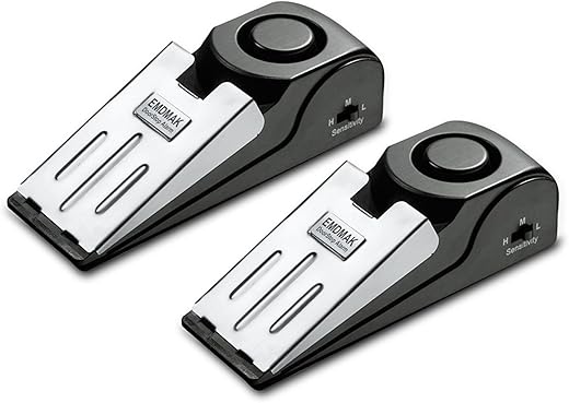 Emdmak Door Stop Alarm With 120Db Siren Door Stop For Home &Amp; Travel (Black) (Pack Of 2)