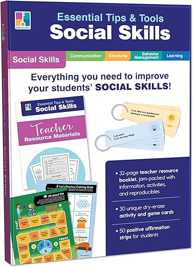Essential Tips &Amp; Tools: Social Skills Classroom Resources, Behavior Management Flash Cards, Positive Affirmation Strips, Resource Guide Book, For Special Learners Of All Grade Levels, Prek+ (81 Pc)