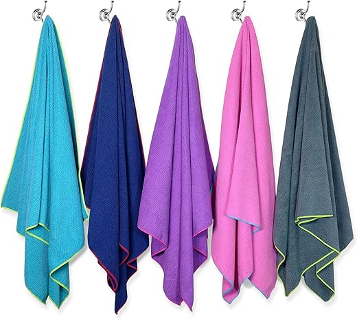 Flow Microfiber Quick Dry Swim Towel - Pool Towels For Competitive Swimming And Other Water Sports With Medium, Large, And Hooded Options Available (Medium Blue)