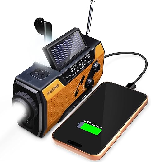 Fospower Emergency Weather Radio (Model A1) Noaa/Am/Fm With 2000Mah/7000Mwh Portable Power Bank, Usb/Solar/Hand Crank Charging, Battery Operated, Sos Alarm &Amp; Flashlight For Indoor/Outdoor Emergencies