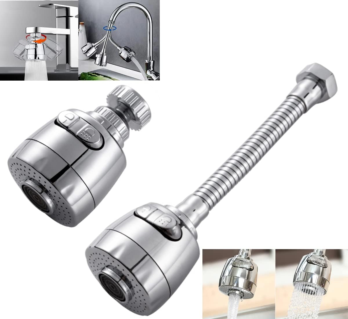Furiencindy 2 Faucet Sprayer Attachment, Rotatable 360° Faucet, With Removable Hose Adapter Attachment,Splash-Proof Extension Faucet, Booster Shower And Water Saving Device, With Two Adjustment Modes.