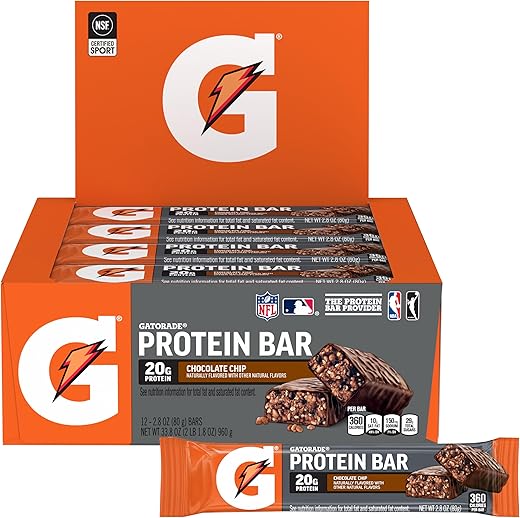Gatorade Whey Protein Recover Bars, Chocolate Chip, 2.8 Ounce Bars (12 Count)
