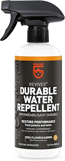 Gear Aid Revivex Durable Water Repellent (Dwr) Spray For Waterproofing, Restoring Performance On Nylon Jackets, Gore-Tex, Paddle And Camping Gear, Non-Aerosol 16.9 Oz