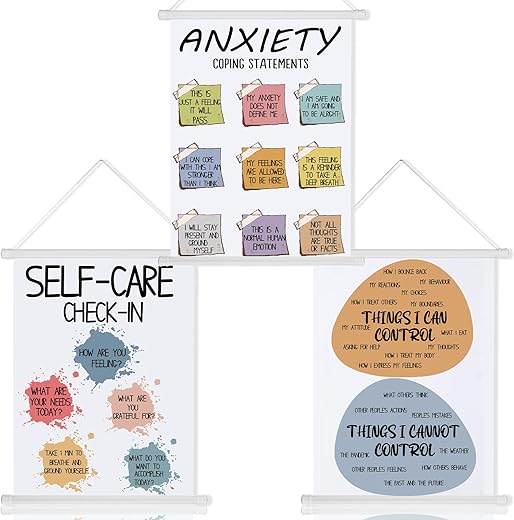 Gersoniel 3 Pcs Mental Health Posters Calming Corner Classroom Posters Psychology Therapy Office Decor Positive Feelings Emotions Poster For Kids Behavior School Counseling (Things I Can Control)