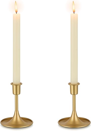 Gold Candlestick Candle Holders For Taper ： Romadedi Gold Candle Stick Holder Vintage Table Centerpiece Wedding Reception Festive Christmas Mantel Decoration Or Home Decor Set Of 2