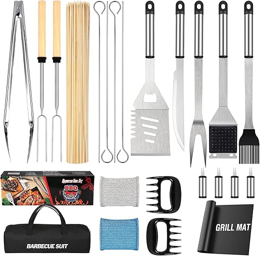Grill Tools, Bbq Accessories, Grill Accessories, Grill Set For Outdoor Grill, Grill Utensils Stainless Steel Grilling Tools Grill Kit, 122Pcs Grilling Gifts For Men Women Christmas