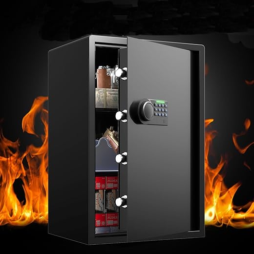 Grimtron Deluxe Safe, Safe Box With Silent Mode, Coffre Fort With Backlit Keypad, And Led Light, Anti-Rust, Anti-Theft, Anti-Pry(2.03 Cu. Ft.)