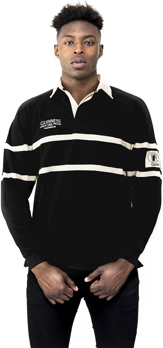 Guinness Traditional Rugby Jersey, Black/Cream, 2Xl