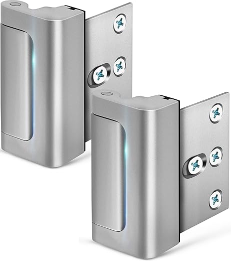 Home Security Door Lock, Childproof Reinforcement Lock With 3 Inch Stop Withstand 800 Lbs For Top Front Inward Swinging Door, Upgrade Flip High Night Lock To Defend Your Home Kids (Silver-2 Pack)