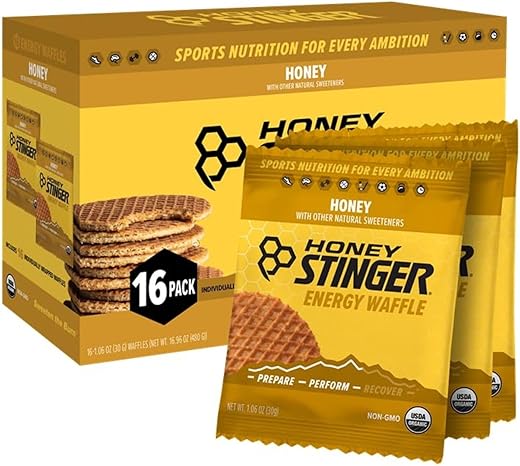 Honey Stinger Organic Honey Waffle | Energy Stroopwafel For Exercise, Endurance And Performance | Sports Nutrition For Home &Amp; Gym, Pre &Amp; During Workout | Box Of 16 Waffles, 16.96 Ounce (Pack Of 16)