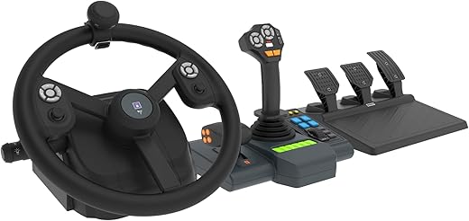 Hori Farming Vehicle Control System For Pc (Windows 11/10) For Farming Simulator With Full-Size Steering Wheel, Control Panel &Amp; Pedals