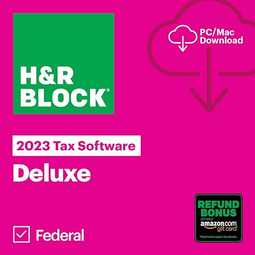 H&Amp;R Block Tax Software Deluxe 2023 With Refund Bonus Offer (Amazon Exclusive) (Pc/Mac Download)