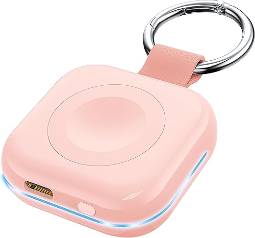 Huoto Portable Wireless Charger For Apple Watch Accessories,For Apple Watch Series 9/8/Uitra 2/Uitra/7/6/5/4/3/2/Se,Compact Magnetic Iwatch Charger 1200Mah Power Bank Keychain Travel Style Gift