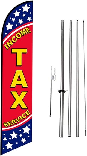 Income Tax Service Advertising Feather Banner Swooper Flag Sign With Flag Pole Kit And Ground Stake