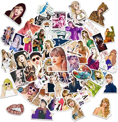 Jcqayb 100Pcs Singer Taylor Sticker For Women,Popular Singer Taylor Ablum Stickers For Adult,Vinyl Waterproof Folklore Music Stickers For Water Bottles Laptop,Decorations Party Favors Party Supplies
