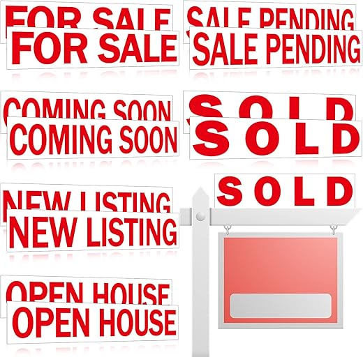 Juexica 12 Pcs Real Estate Rider Signs 24 X 6 Inch Sold Open House Sign Waterproof Coming Soon Signs For Real Estate Real Estate Agent Supplies With Different Messages For Real Estate